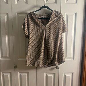 Daniel Rainn Beige and Blue Patterned Blouse